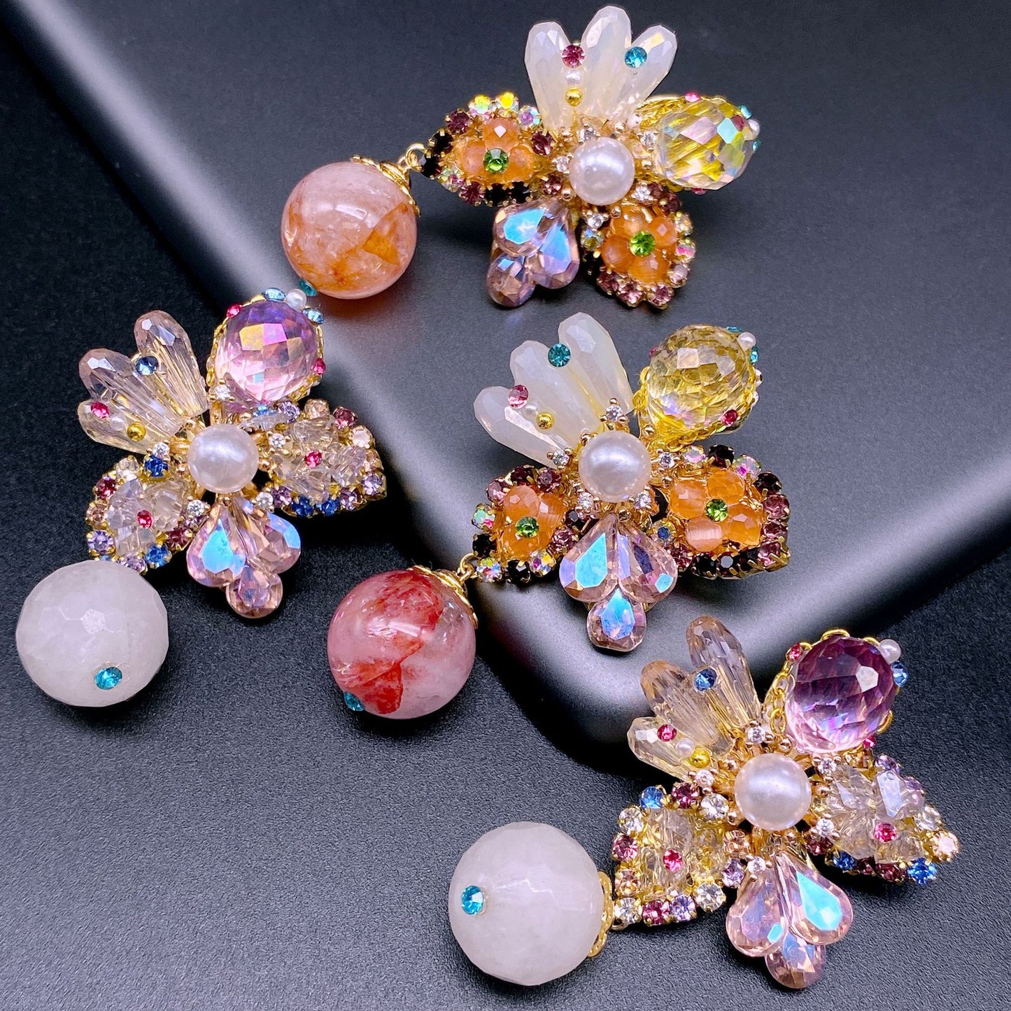 Handmade Floral Dangling Earrings