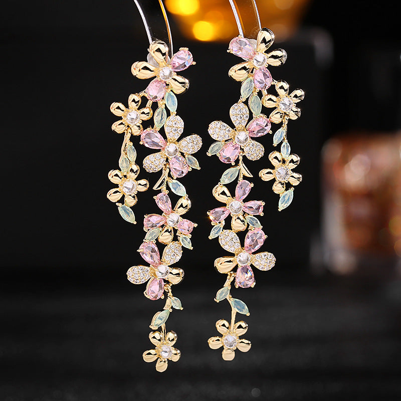 Women Earring Stunning Flower Design Gold Plated Sterling Silver Post