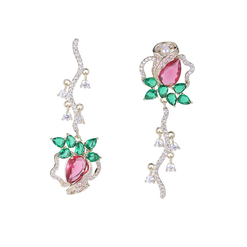 Rose Dangling Shinning Earrings