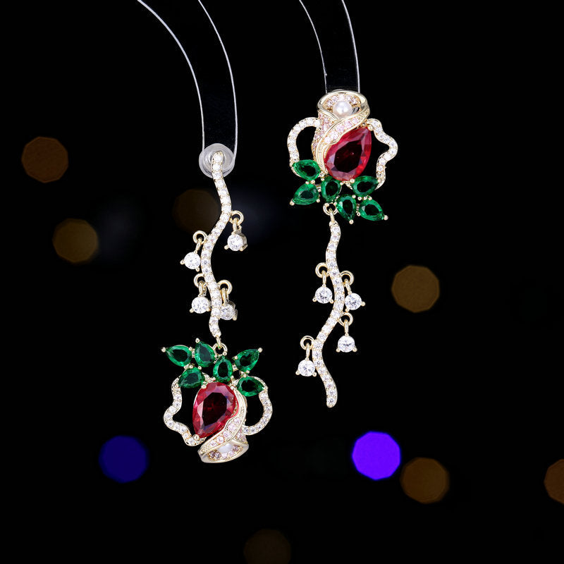 Rose Dangling Shinning Earrings