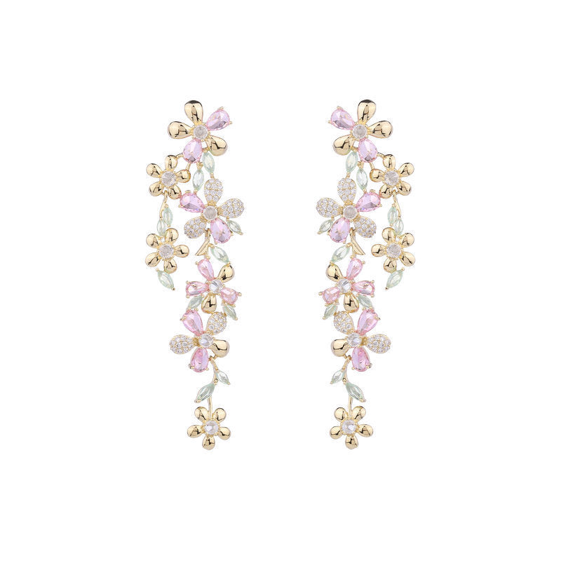 Women Earring Stunning Flower Design Gold Plated Sterling Silver Post