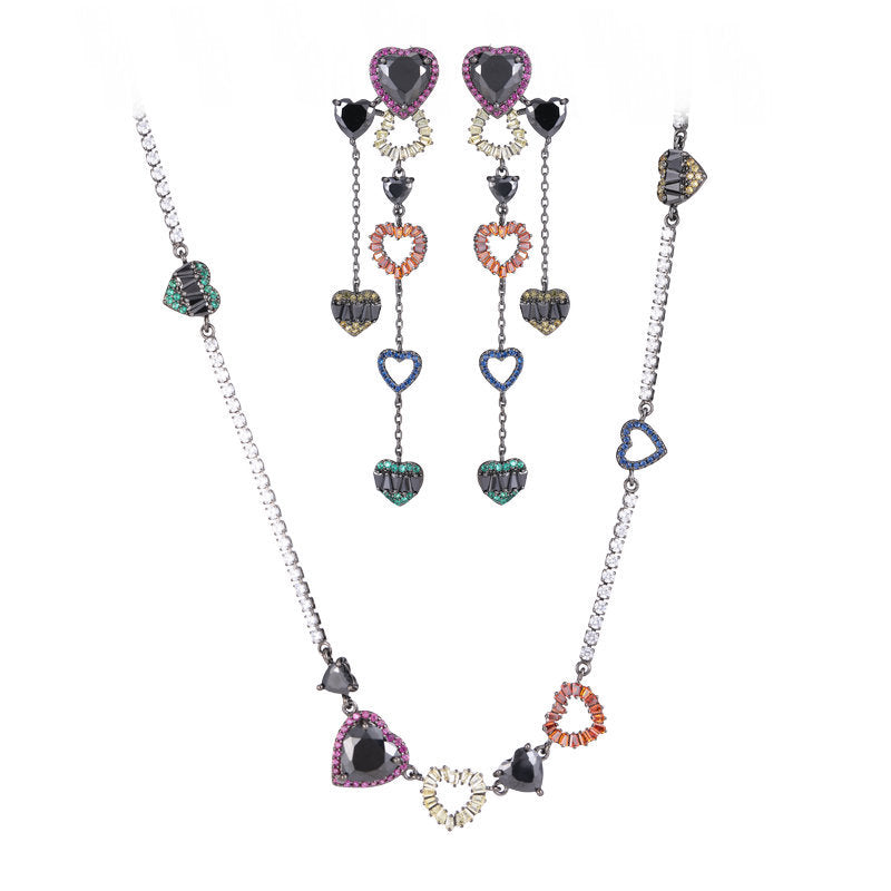 Dangling Heart Earrings Necklaces