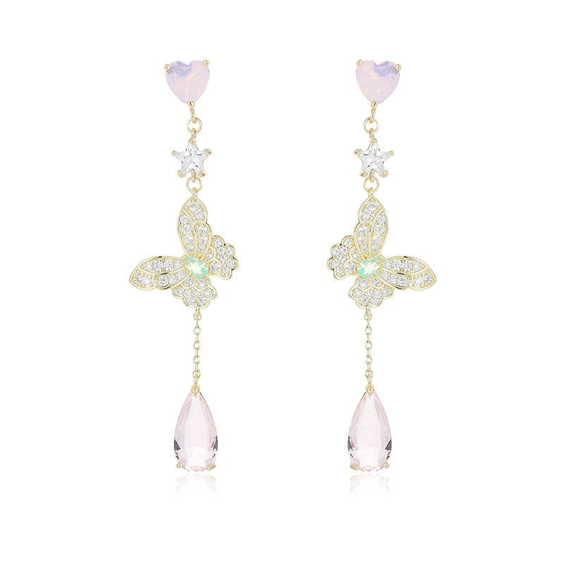 Dangling Butterfly Shinning Earrings