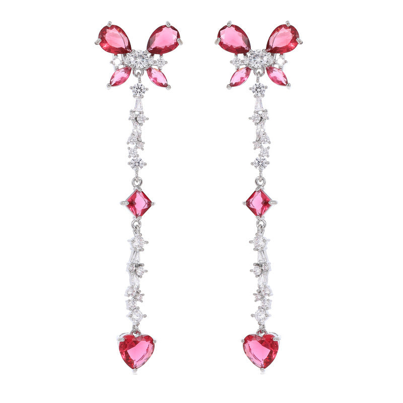 Heart Bow Dangling Earrings