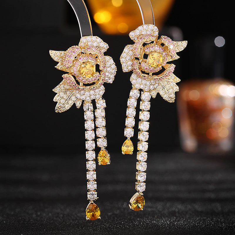 Luxurious Dangling Floral Earrings