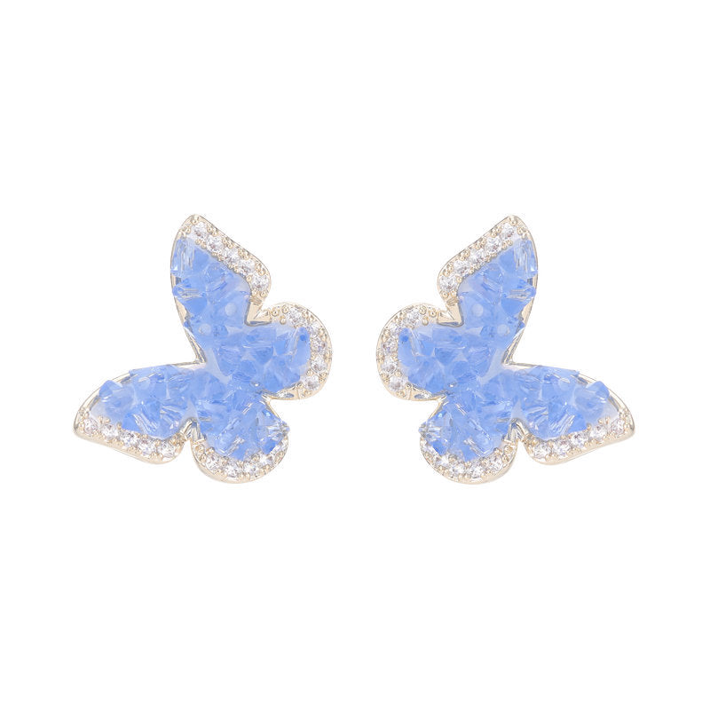 Earrings Stud Crystal Butterfly