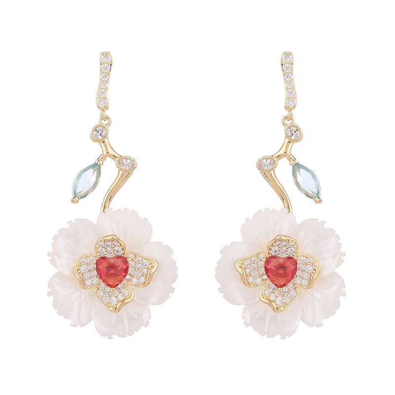 Flower Shell Dangling Earrings