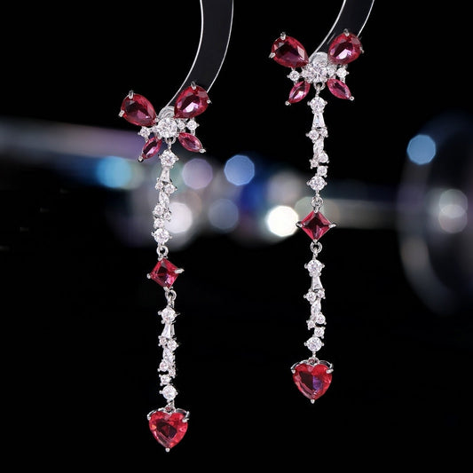 Heart Bow Dangling Earrings