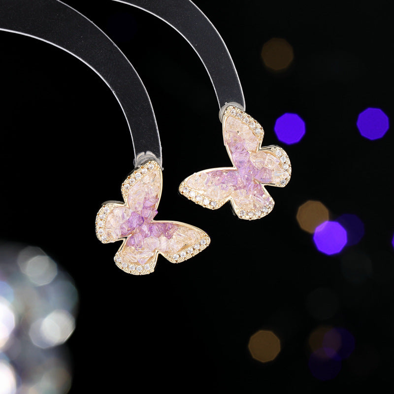 Earrings Stud Crystal Butterfly