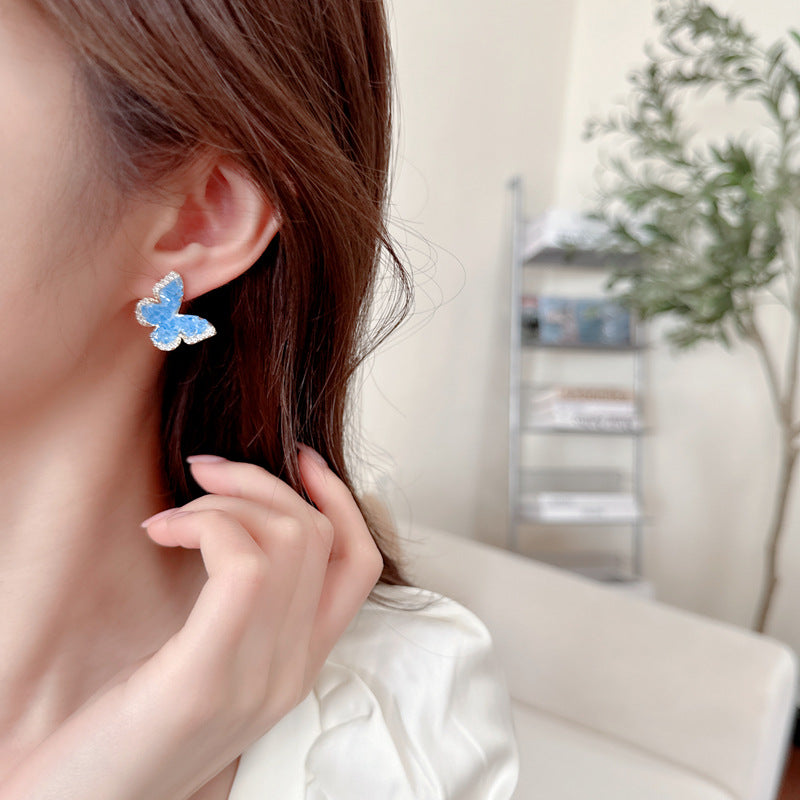 Earrings Stud Crystal Butterfly