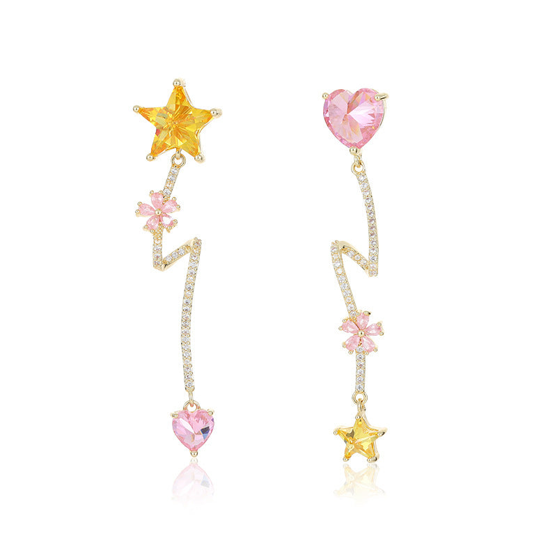 Star Heart Dangling Earrings