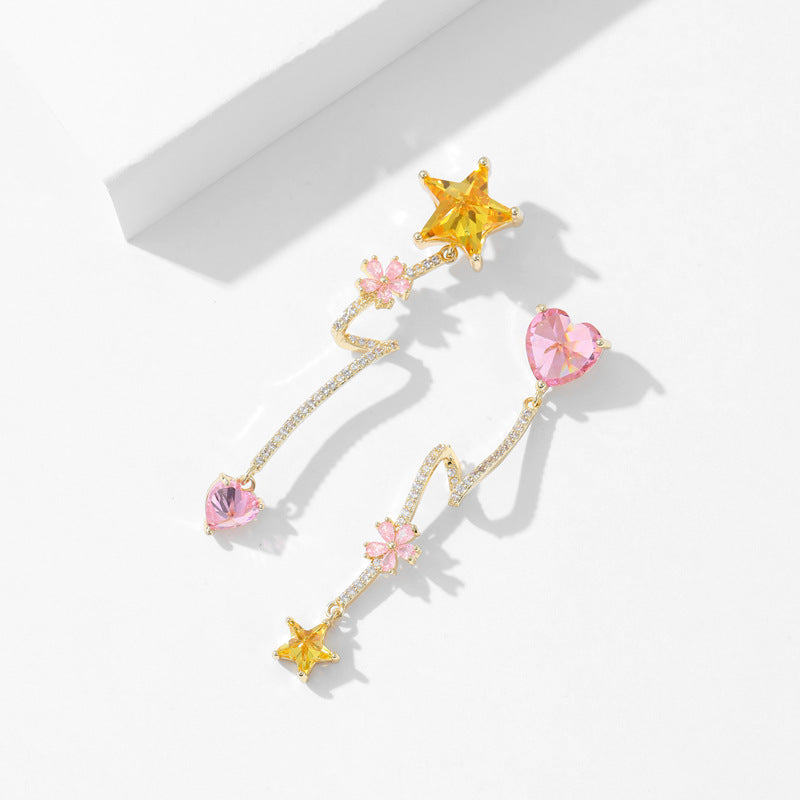 Star Heart Dangling Earrings