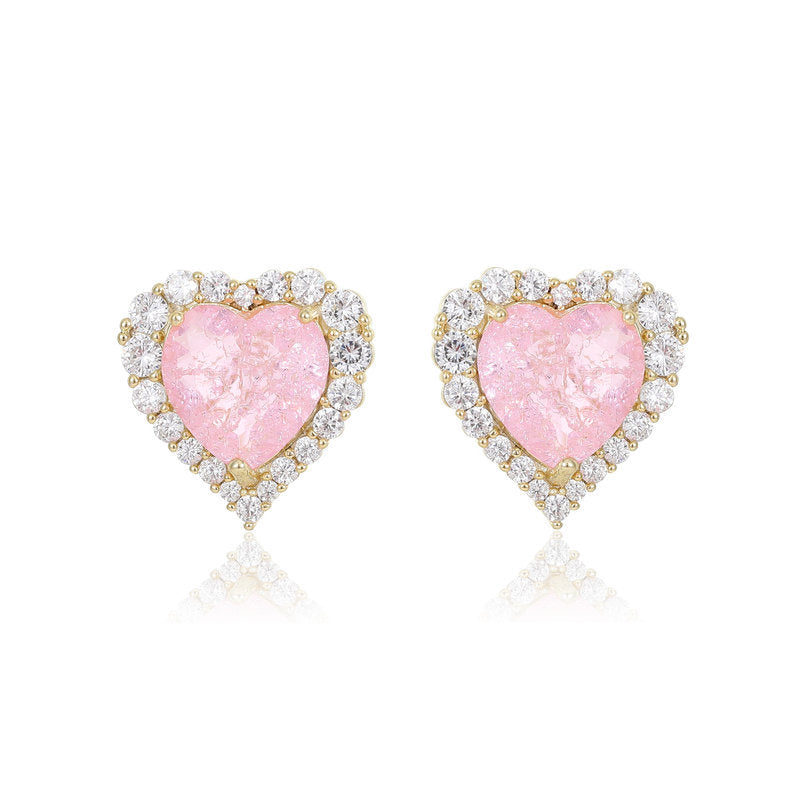Pink Heart Earrings Stud